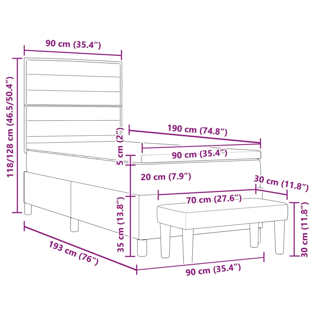 Letto a molle con materasso Blu 90 x 190 cm Tessuto