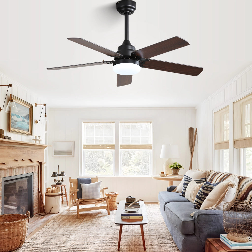 Ventilatore da soffitto YEAVIO 42" con LED 18W, telecomando, motore DC silenzioso e timer
