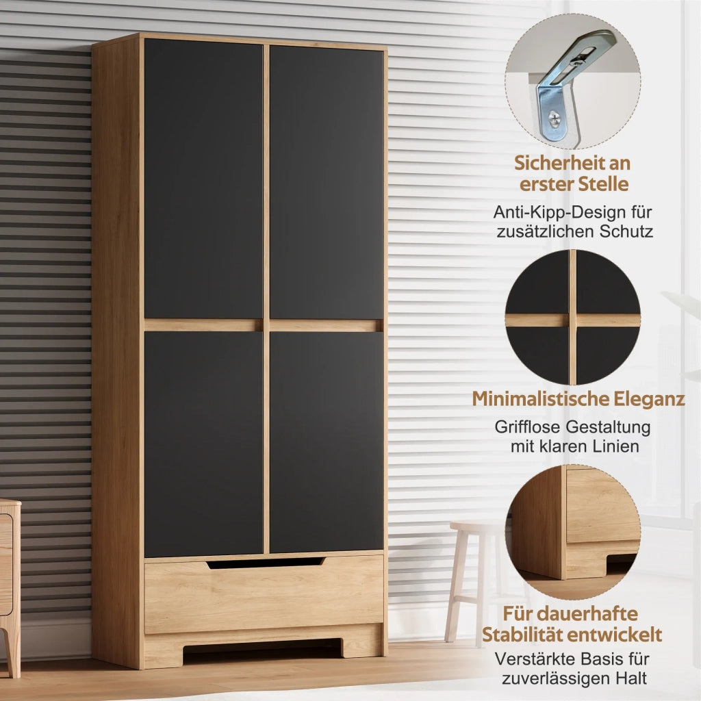Armadio da cucina alto 80x35x180 cm, con 1 cassetto e ripiani regolabili, mensole su porta, per soggiorno e sala da pranzo