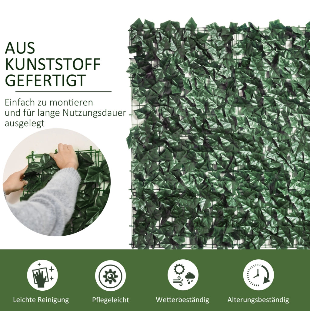 Siepe artificiale frangivista 300x100 cm in plastica verde scuro resistente ai raggi UV