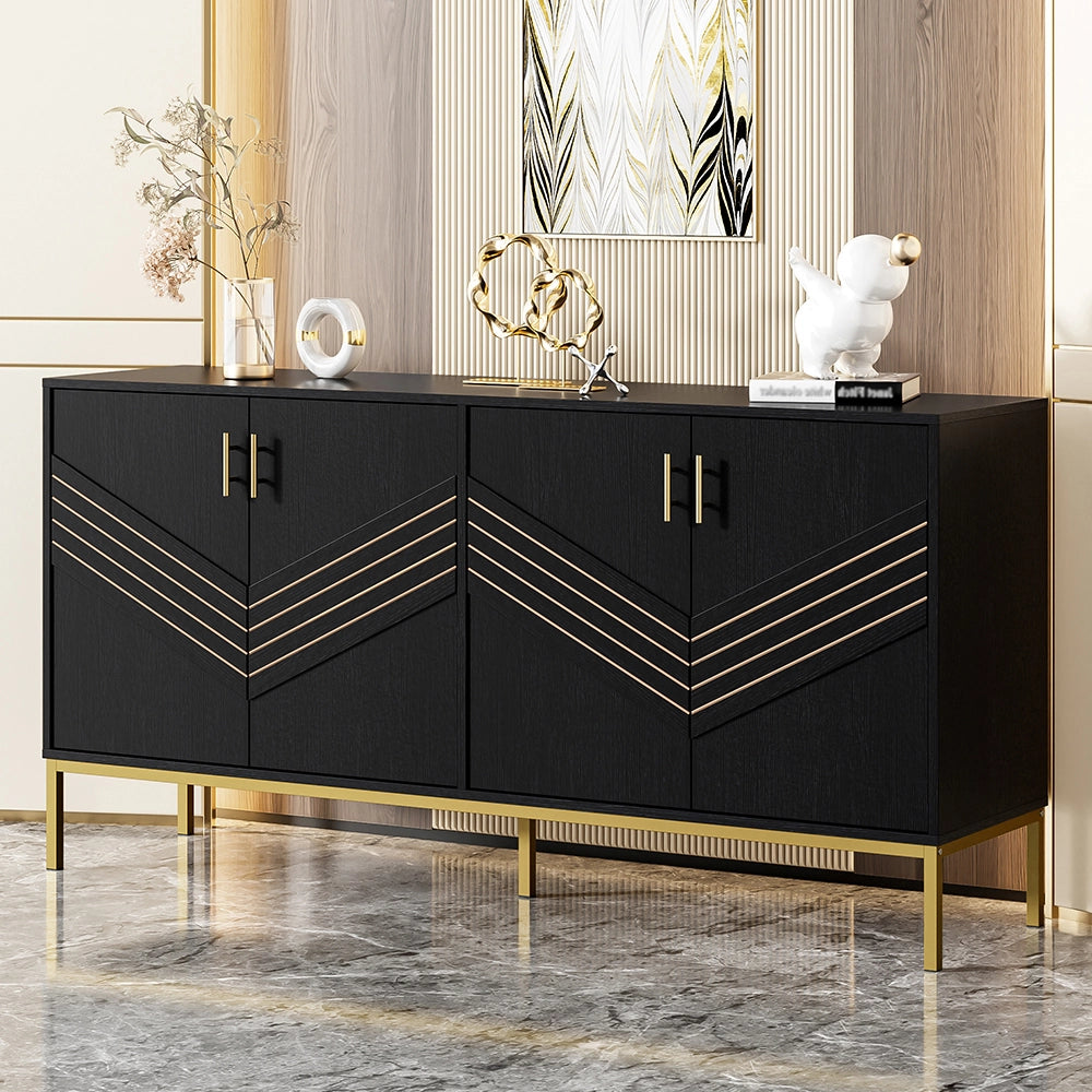 Buffet - Xylo - 4porte MDF nero/oro regolabile
