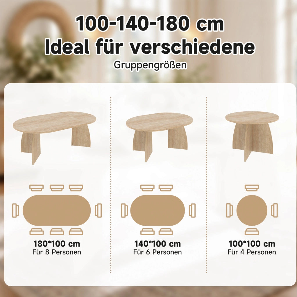 TAVOLO da Pranzo Estensibile 100/140/180 cm MDF Travertino
