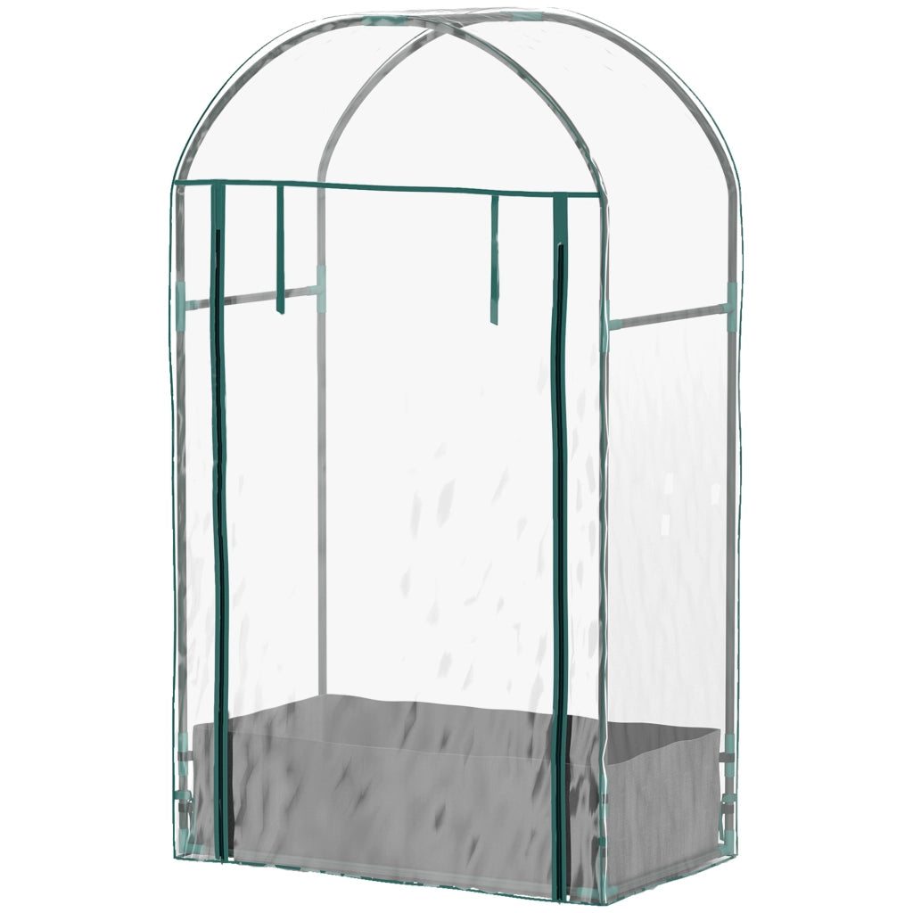 Serra a Parete per Piante con Sacco e Porta Avvolgibile, Struttura in Acciaio e Plastica PE Trasparente, per Giardino e Balcone, 89x50x152 cm