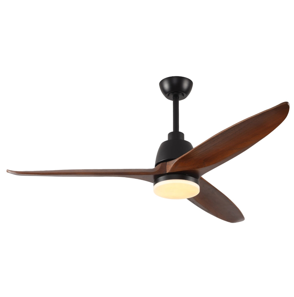 Ventilatore da soffitto 52" con luci LED dimmerabili, telecomando e pale in legno massello di platano