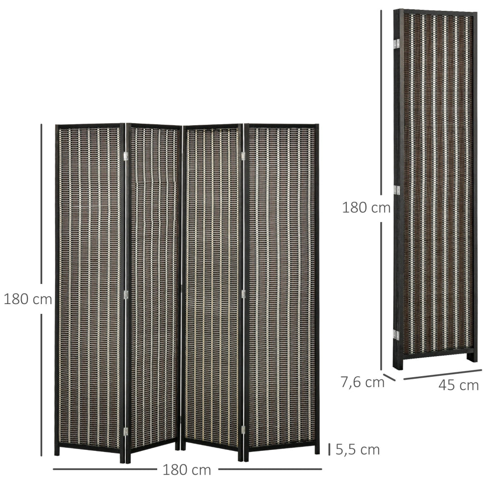 PARAVENTO 4 pannelli pieghevole 180x180 cm bambù marrone