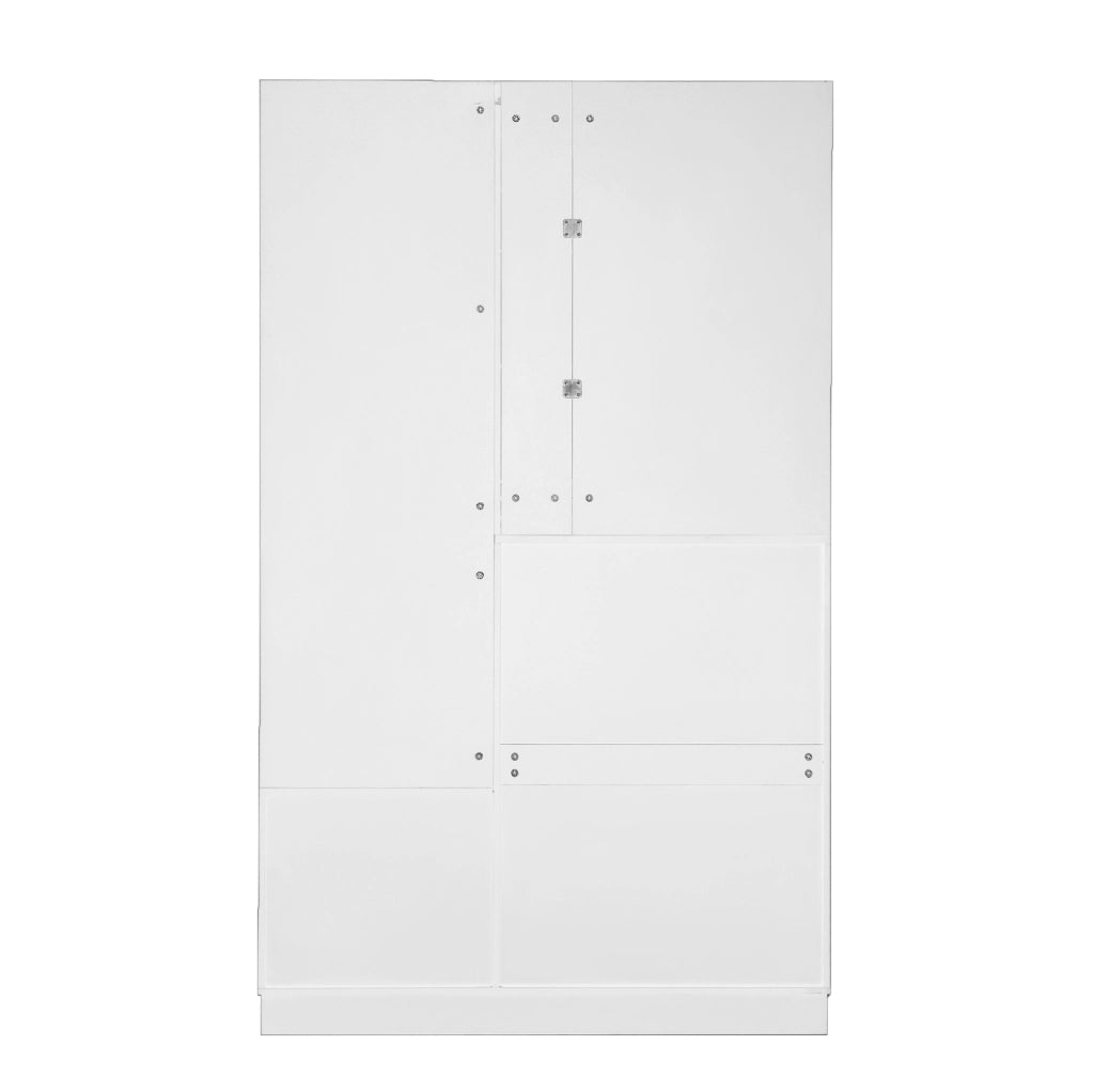 Guardaroba compatto con scarpiera, specchio e panca bianco
