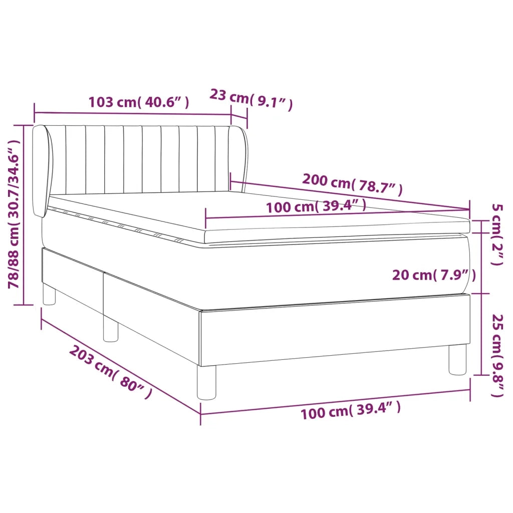 Giroletto a Molle con Materasso Grigio Scuro 100x200 cm Tessuto 3126942