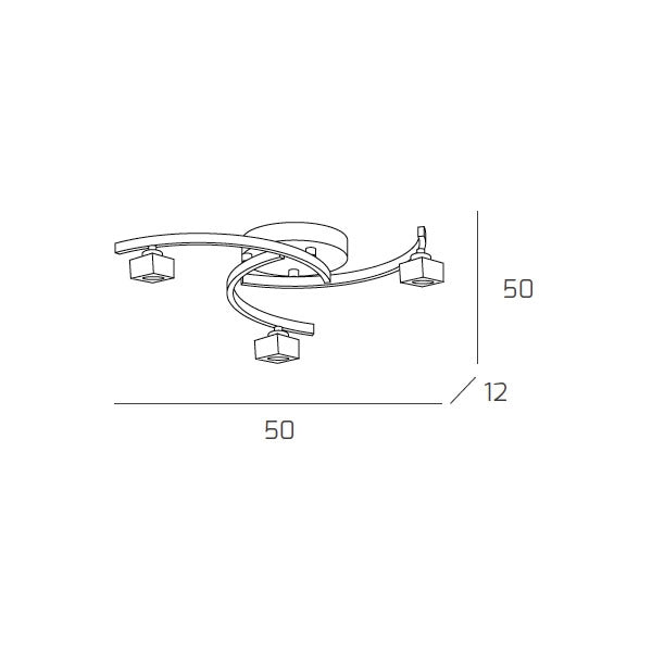 Toplight Plafoniera da soffitto 3 luci Metropolitan con attacco G9, struttura cromo e vetro lavorato, design moderno 50x50x12cm