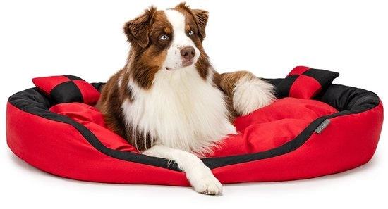 Cuscino per cani rotabile, impermeabile e soffice, 110x80 cm rosso/nero