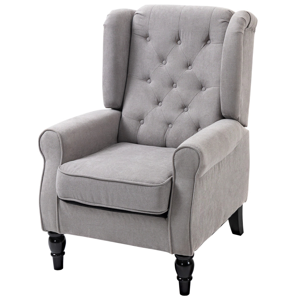 Poltrona Camera da Letto Imbottita con Braccioli ¨C Minimal ¨C Grigio, Gambe in Legno