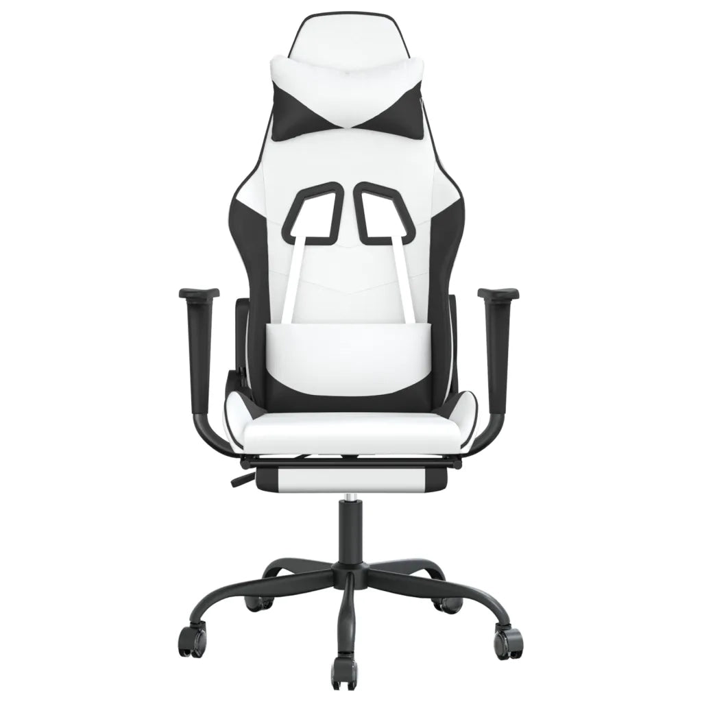 Sedia da Gaming | Sedia da e-sports con Poggiapiedi Bianco e Nero in Similpelle