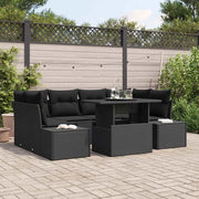 Set di divani con cuscino 7 pcs Nero polyrattan