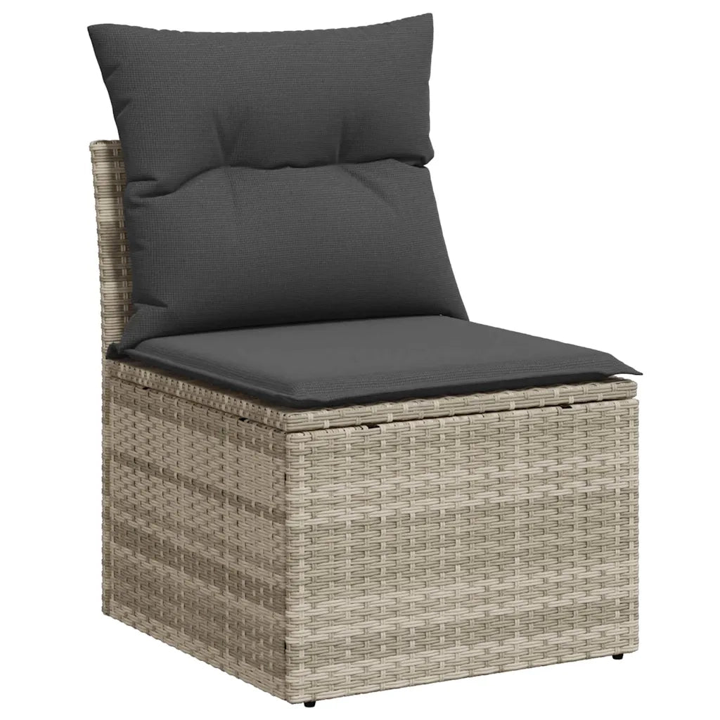 Set Divano da Giardino con cuscino 7 pcs Grigio Poly Rattan