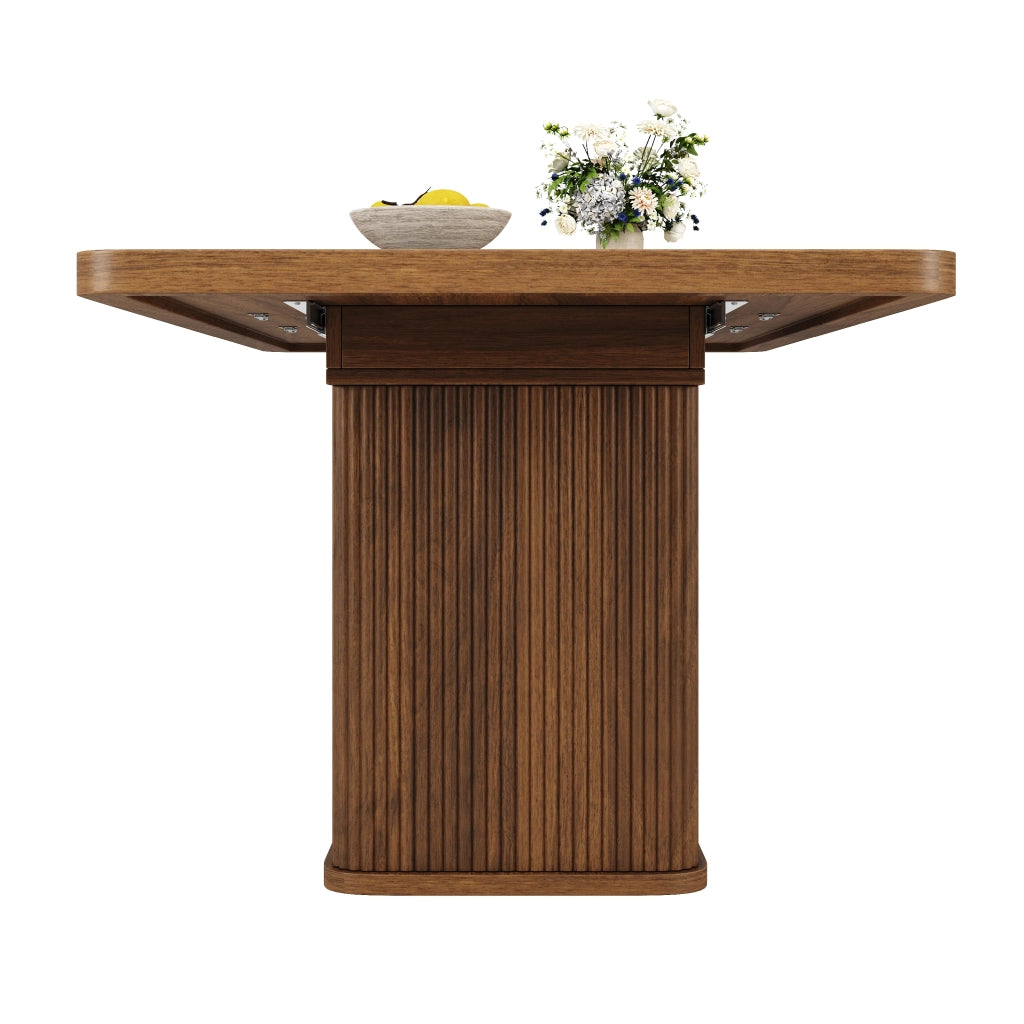 Tavolo da pranzo estensibile da 140 a 180 cm con vano contenitore in MDF e metallo marrone