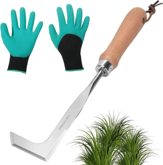 Schrappatore onkridio con lama in acciaio inossidabile con manico a manubrio Schiacciasassi onkridio giardino Schiacciasassi onkridio doppio tagliente per la rimozione di onkridio e muschio Strumenti da giardino