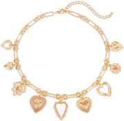 Collana per donne con cuore grande in oro con elementi boho chic