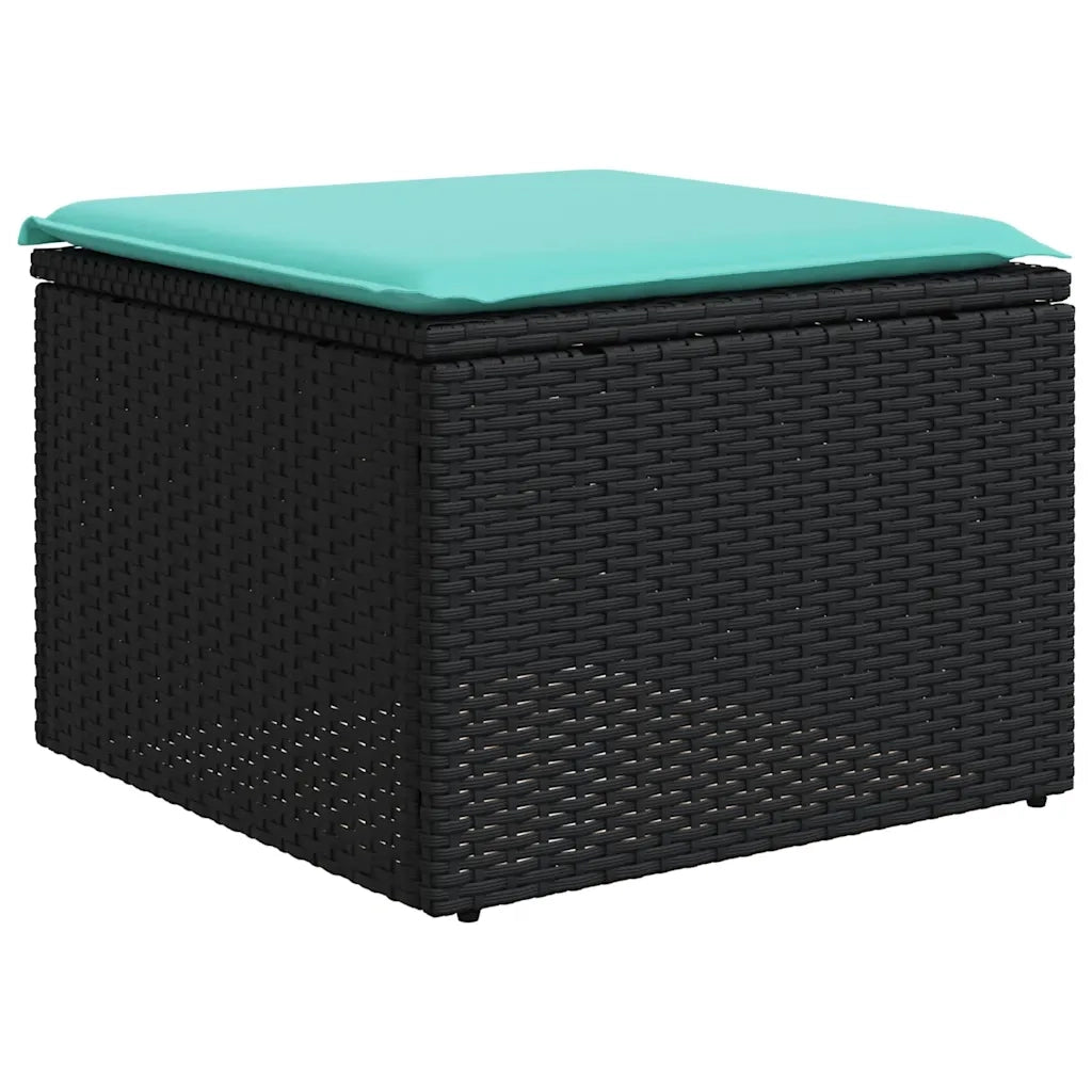 Salotto da Giardino-Set Divani da Giardino 5 pz con Cuscini Nero in Polyrattan 195884