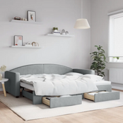 Divano Letto Estraibile Cassetti Grigio Chiaro 90x200cm Tessuto 3197224
