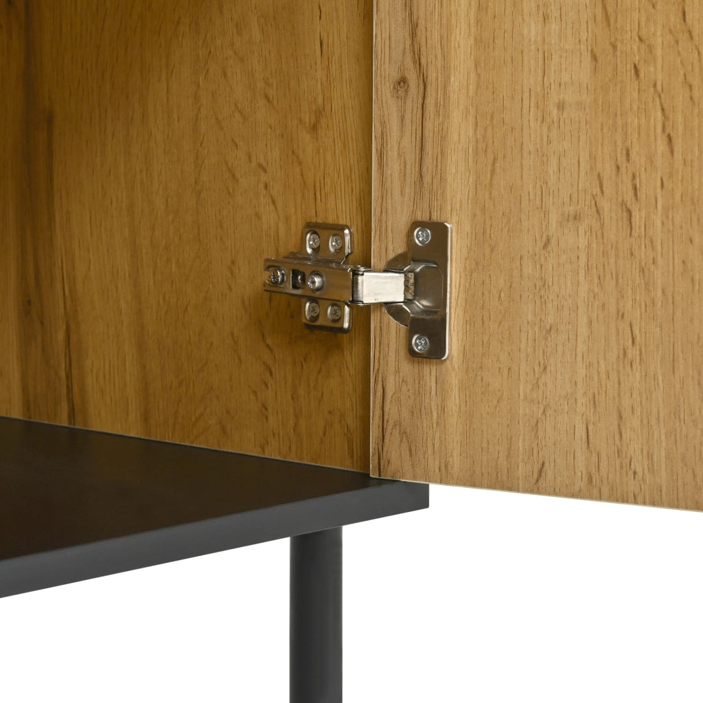 Credenza 160x35x80;5 cm a 2 ante con motivo mosaico in truciolare; naturale e nero