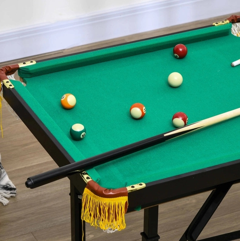Tavolo da biliardo ULEVR pieghevole e regolabile in altezza 140x63 cm con set completo, verde