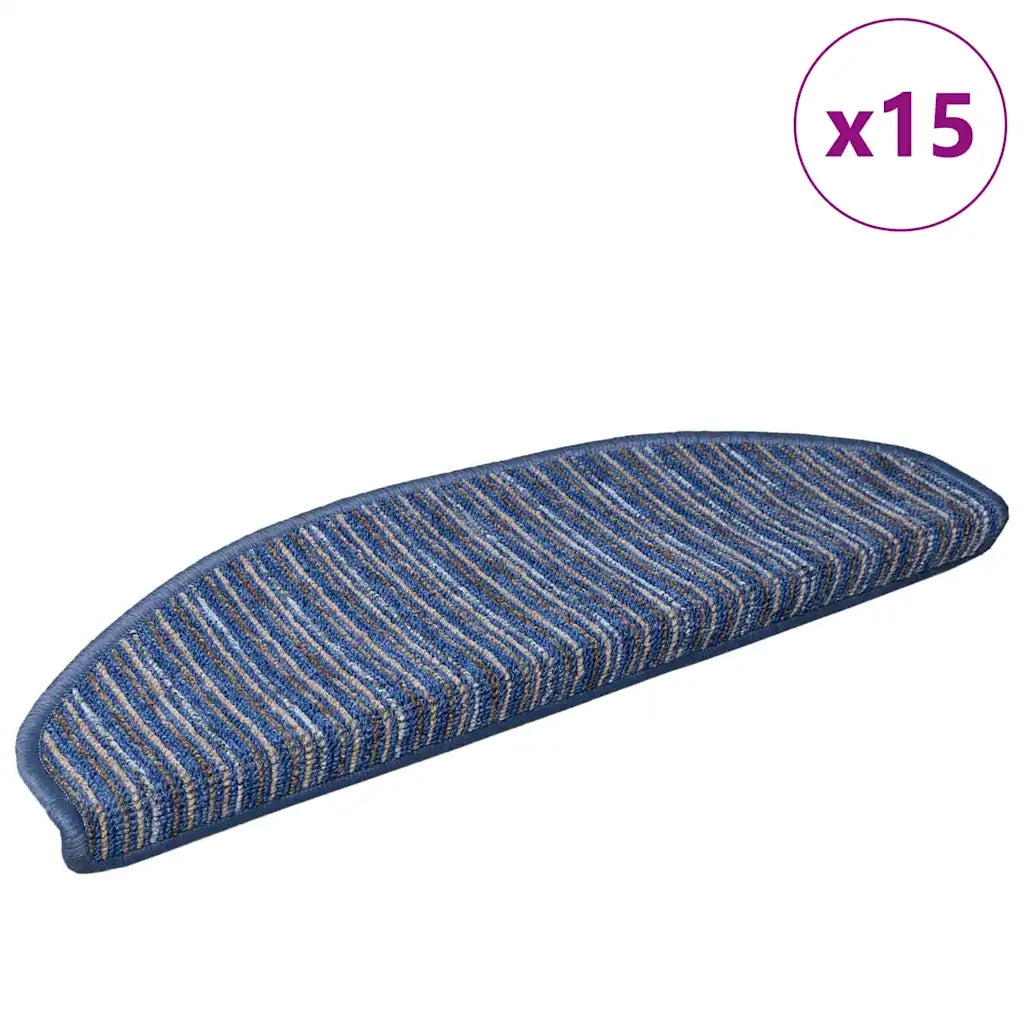Tappetini per scale autoadesivi 15 pz | Gradini per Scale Blu 65 x 21 x 4 cm