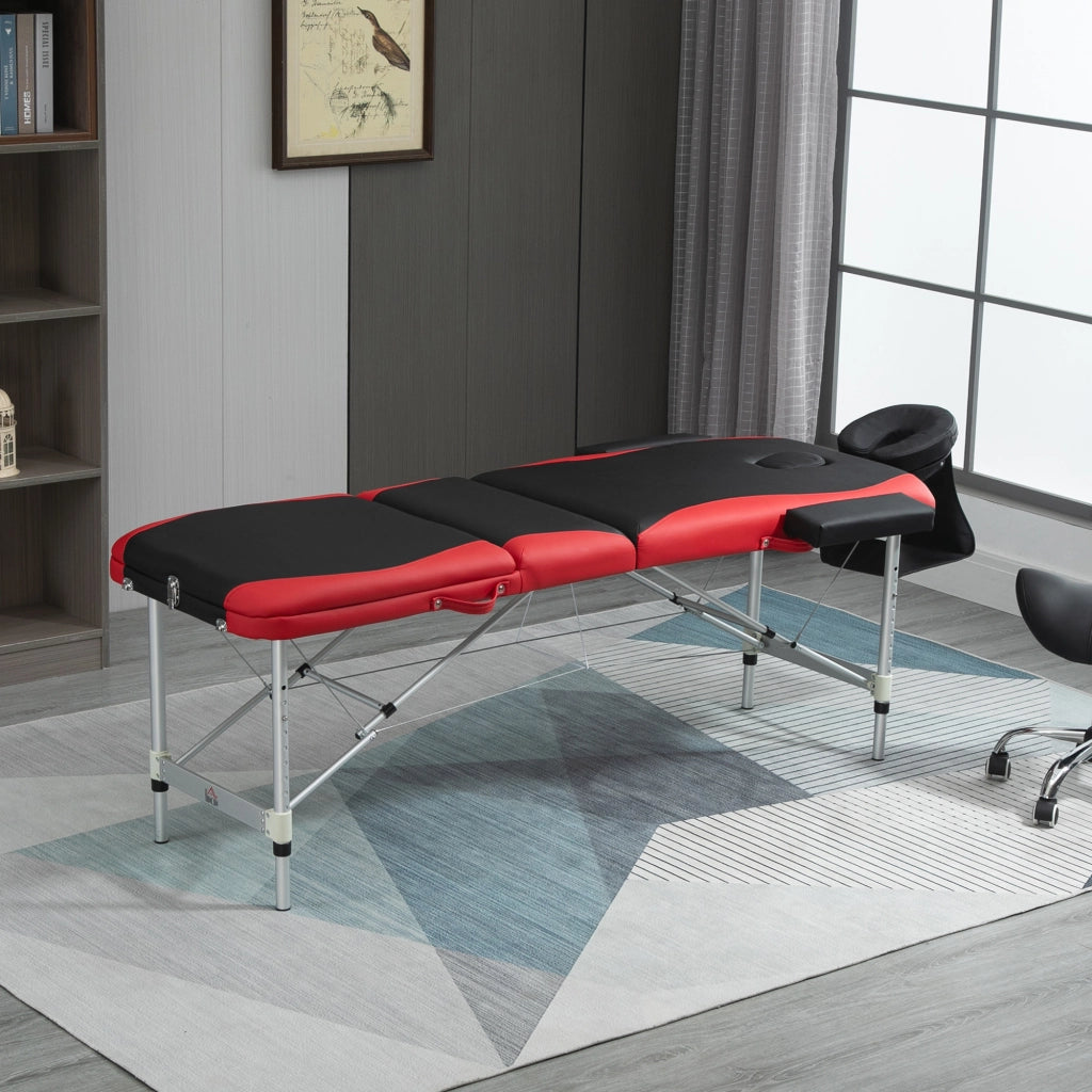 Lettino da Massaggio Pieghevole ¨C Xylo ¨C 210x81x62-85 cm Nero e Rosso