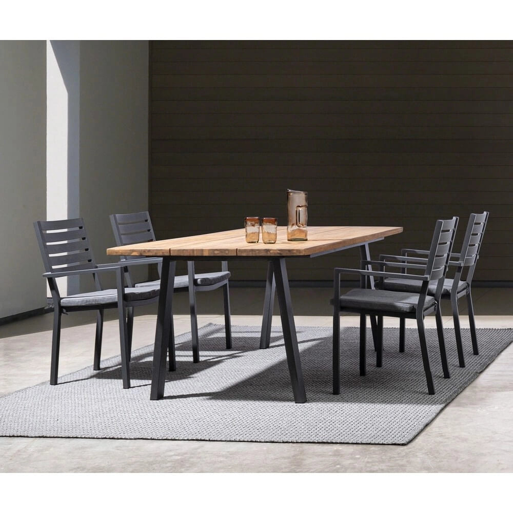 Set di 4 Sedie da Esterno in Alluminio con Braccioli e Cuscino - HEAVENLY