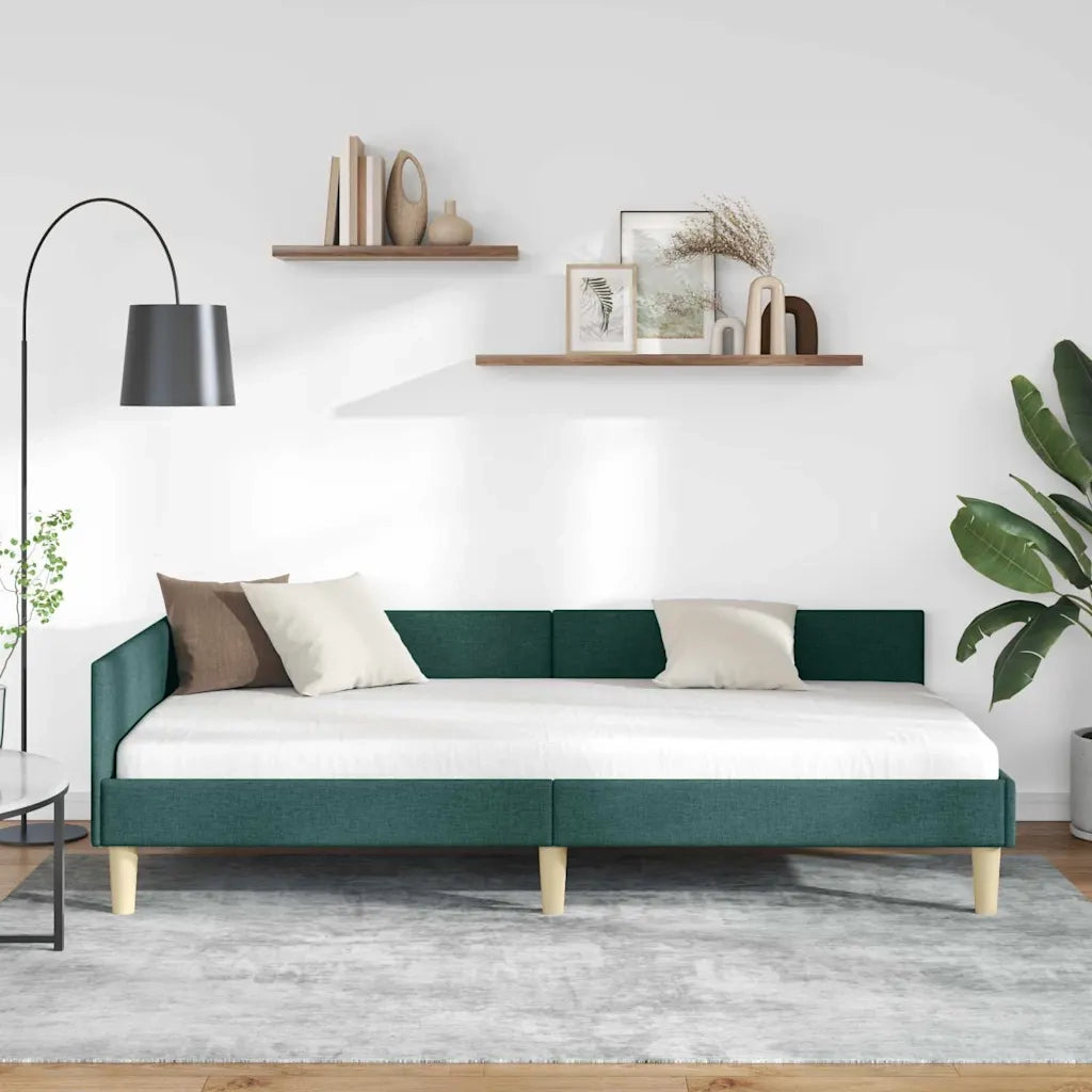 Cornice del letto ad angolo Verde Scuro 90 x 200 cm Tessuto 42016121