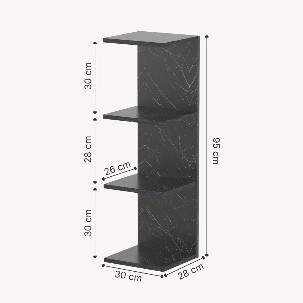 Mensola da Parete Surahammar Libreria Scaffale a Muro con 4 Ripiani - Effetto Marmo Nero [en.casa]