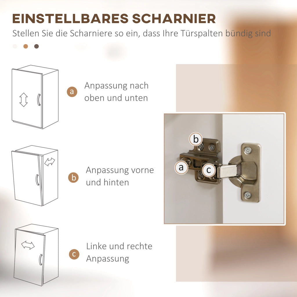 Cristalliera da cucina con 2 cassetti e vano aperto in MDF bianco con finestre in vetro 76 × 38 × 182 cm
