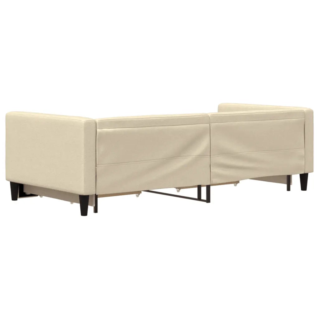 Divano letto | Sof¨¤ letto | Letto singolo Estraibile con Cassetti Crema 90x200 cm in Tessuto