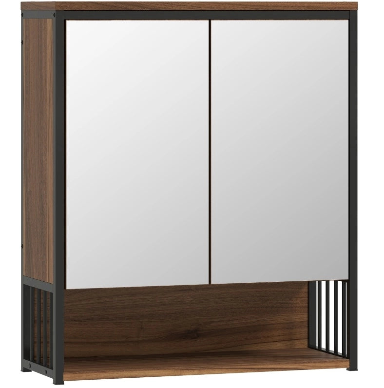 Mobile bagno sospeso in MDF e truciolato marrone con specchio 25x40,5 cm