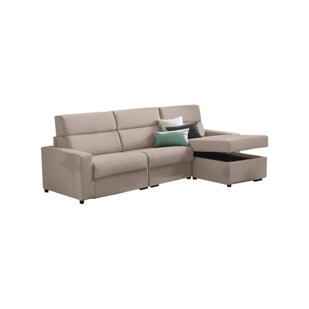 Pusiano, Divano Letto con Penisola Sfoderabile Made in Italy, 280x160 cm Grigio Tortora
