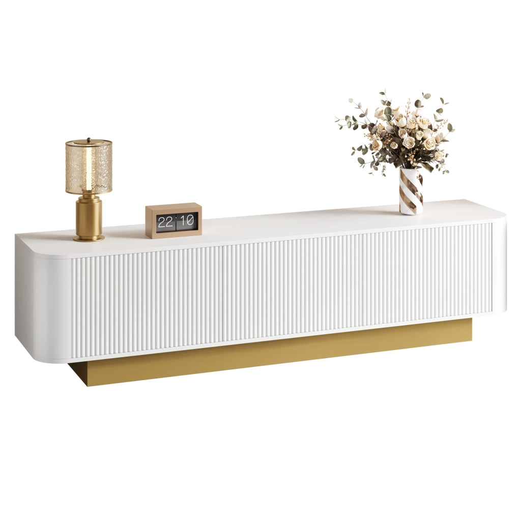 Mobile TV bianco da soggiorno con 3 ante; ripiano regolabile e gestione cavi; MDF e PB; 170 × 40;5 × 47 cm