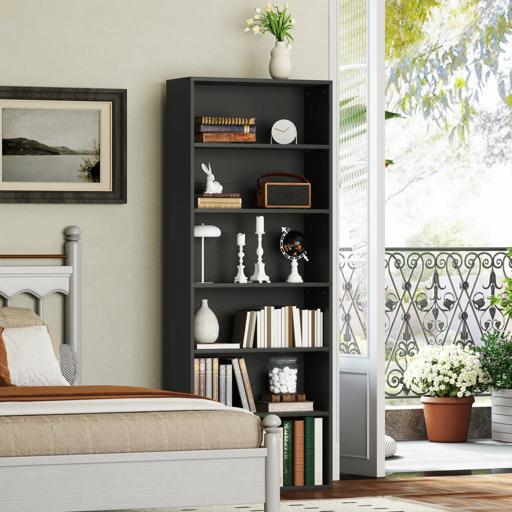 Libreria scaffale 6 livelli regolabile ¨C zephmum ¨C 60x24x158.5 cm nero