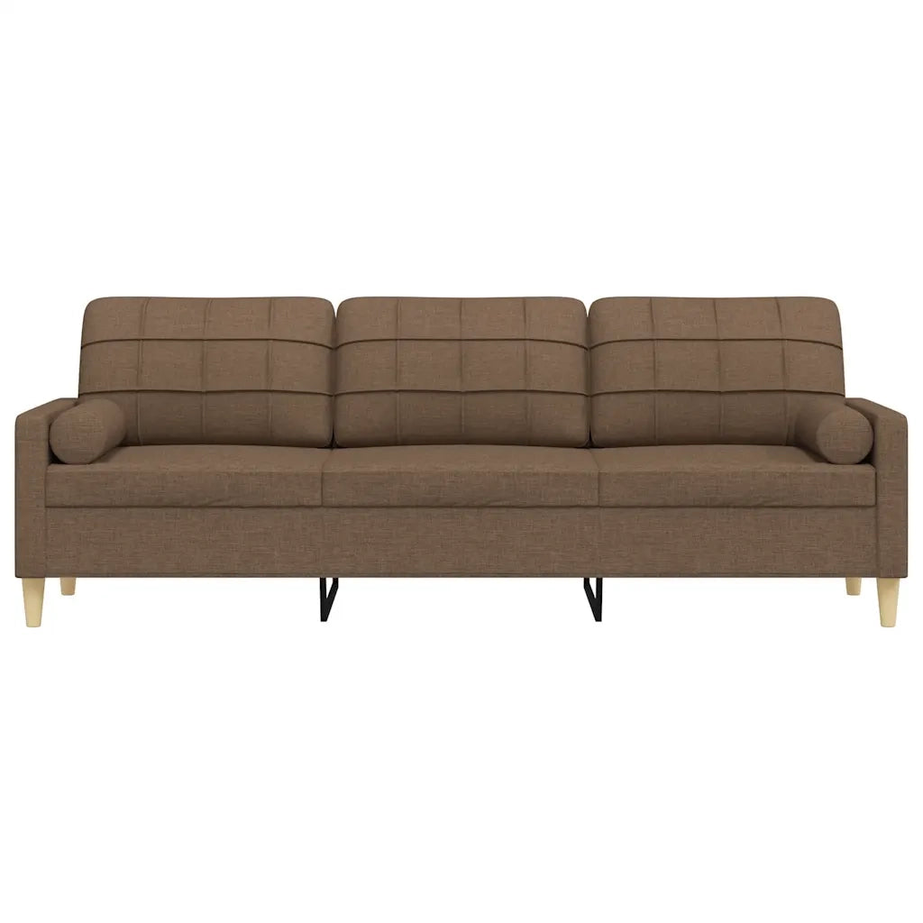 Divano a 3 Posti con Cuscini Marrone 210 cm in Tessuto 3278204