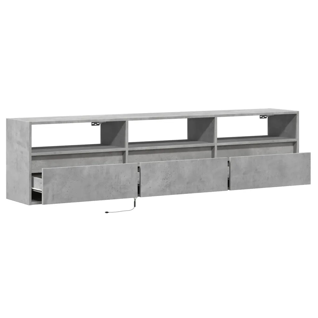 Mobile TV a Parete | Armadietto TV | Mobile Porta TV con LED Grigio Cemento 180x31x45 cm