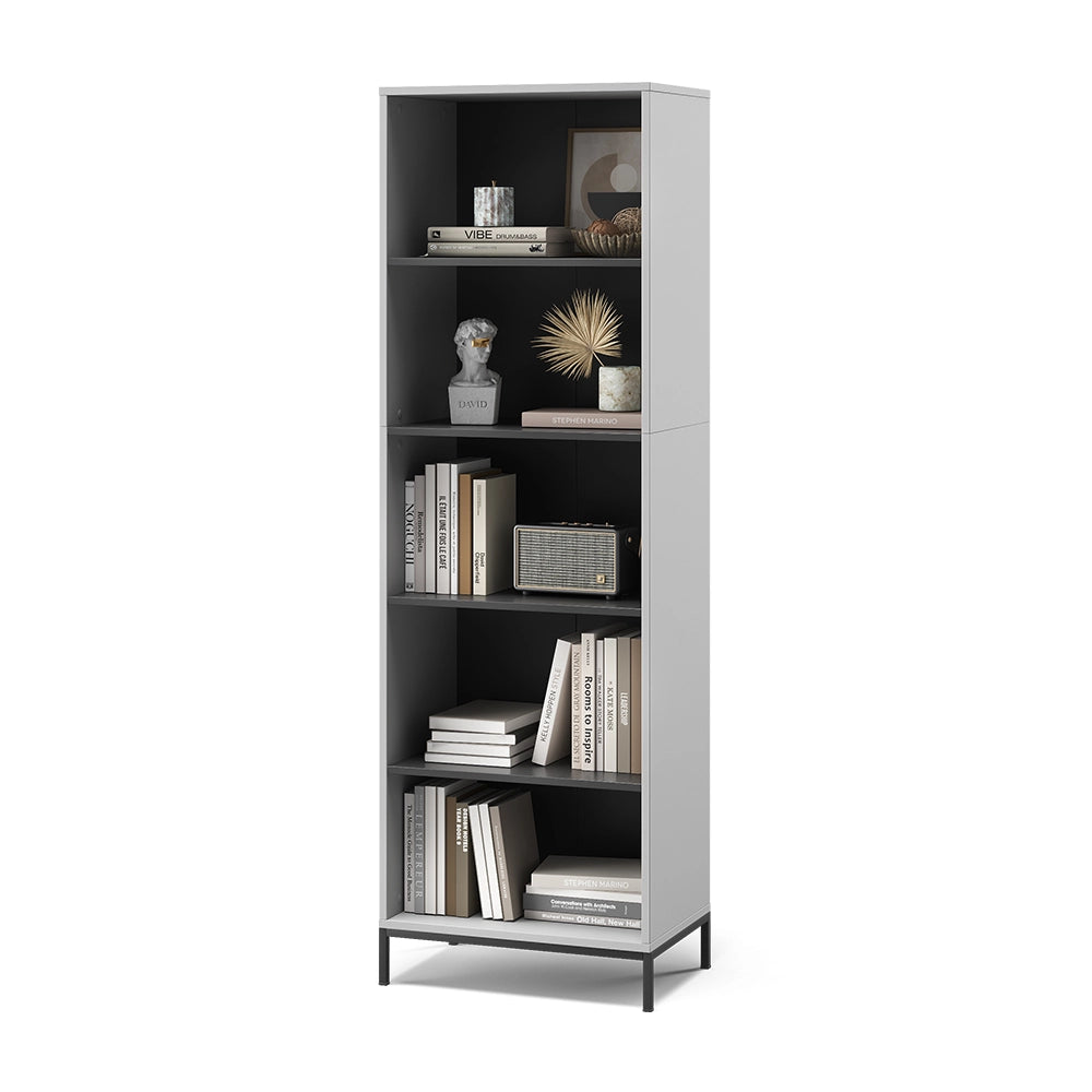 Libreria Eliza Grigio 60 x 180 cm con 5 scomparti Vicco