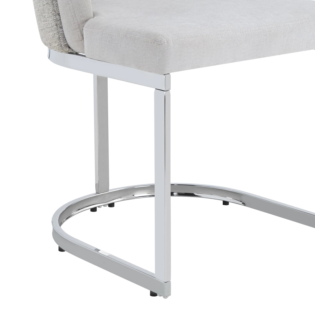 Set 2 sedie da pranzo in ciniglia grigio chiaro con gambe argento HOMVRA