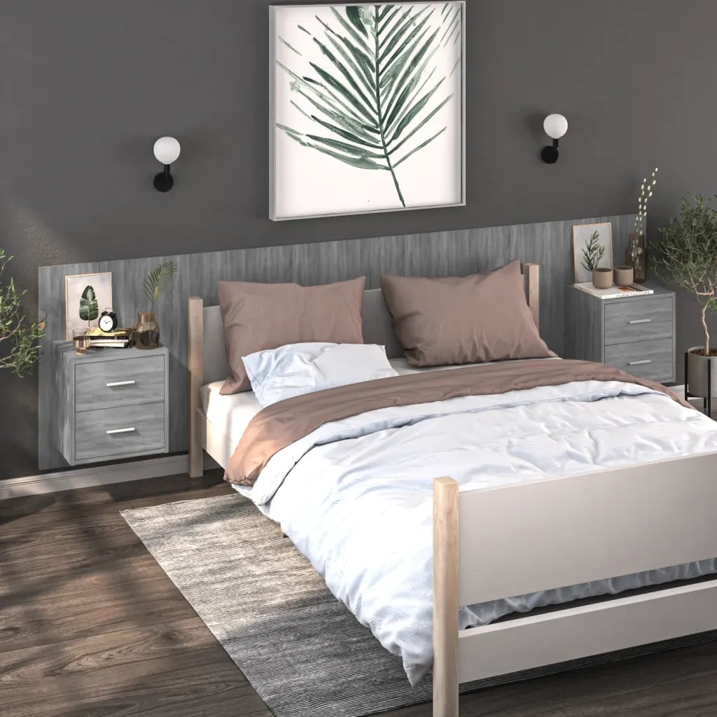 Comodino | Armadio da Notte | Mobiletto da notte a Muro Grigio Sonoma