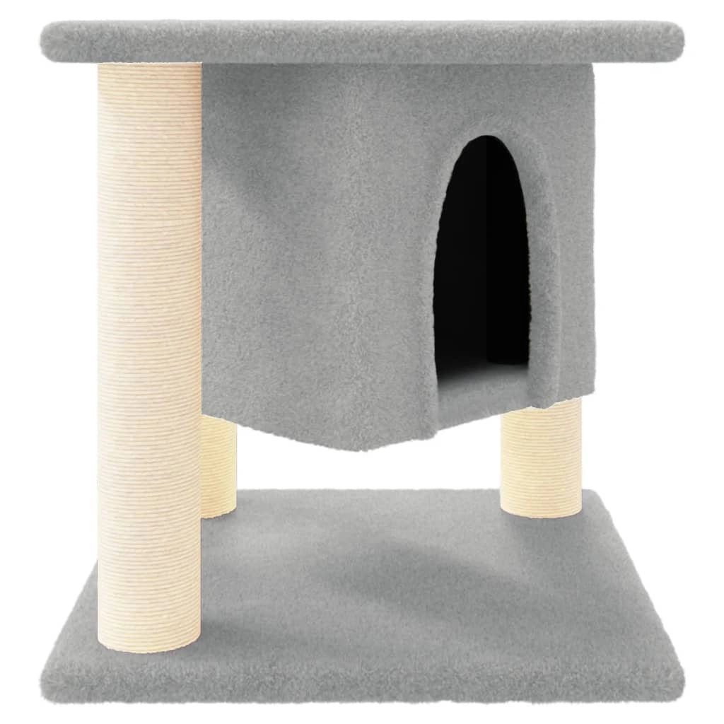 Albero per gatti mobile torre arrampicata gioco graffio tiragraffi piattaforma con pali in sisal chiaro 37 cm grigio 02_0022605