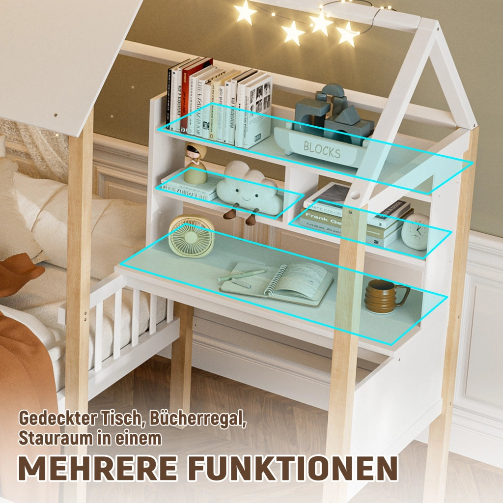 letto bambini legno bianco 90 x 200 cm