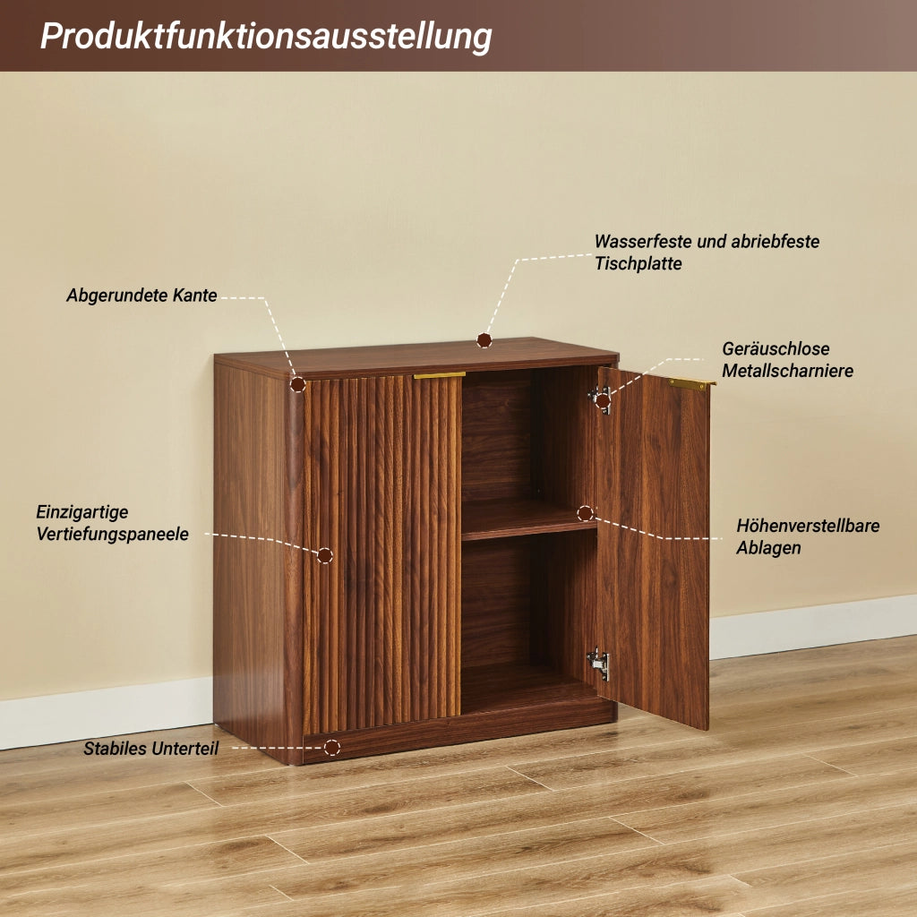 Credenza con ripiani regolabili in truciolato marrone pannelli incassati per soggiorno e sala da pranzo 80 × 40 × 80 cm