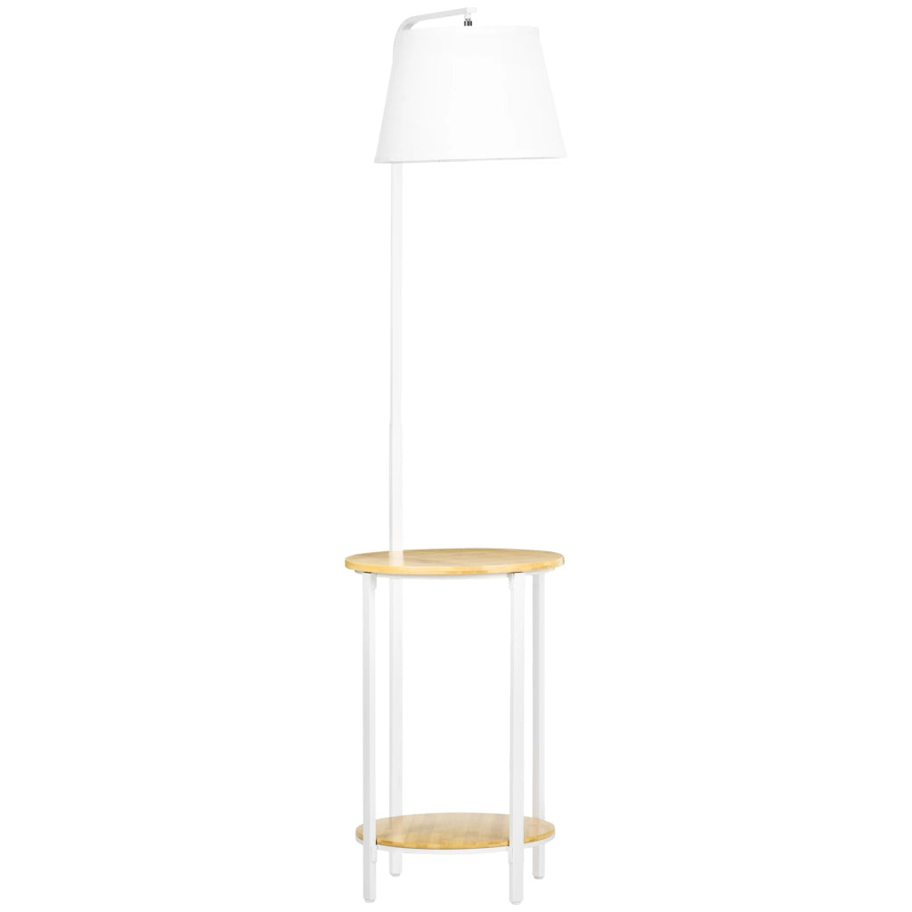 LAMPADA DA TERRA 162 cm Bianca in Acciaio con 2 ripiani