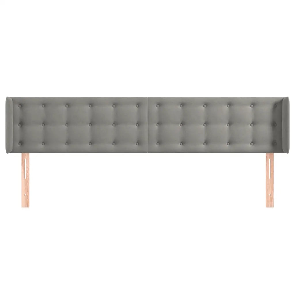 Testiera | Testata ad Orecchio Grigio Chiaro 183x16x78/88 cm in Velluto