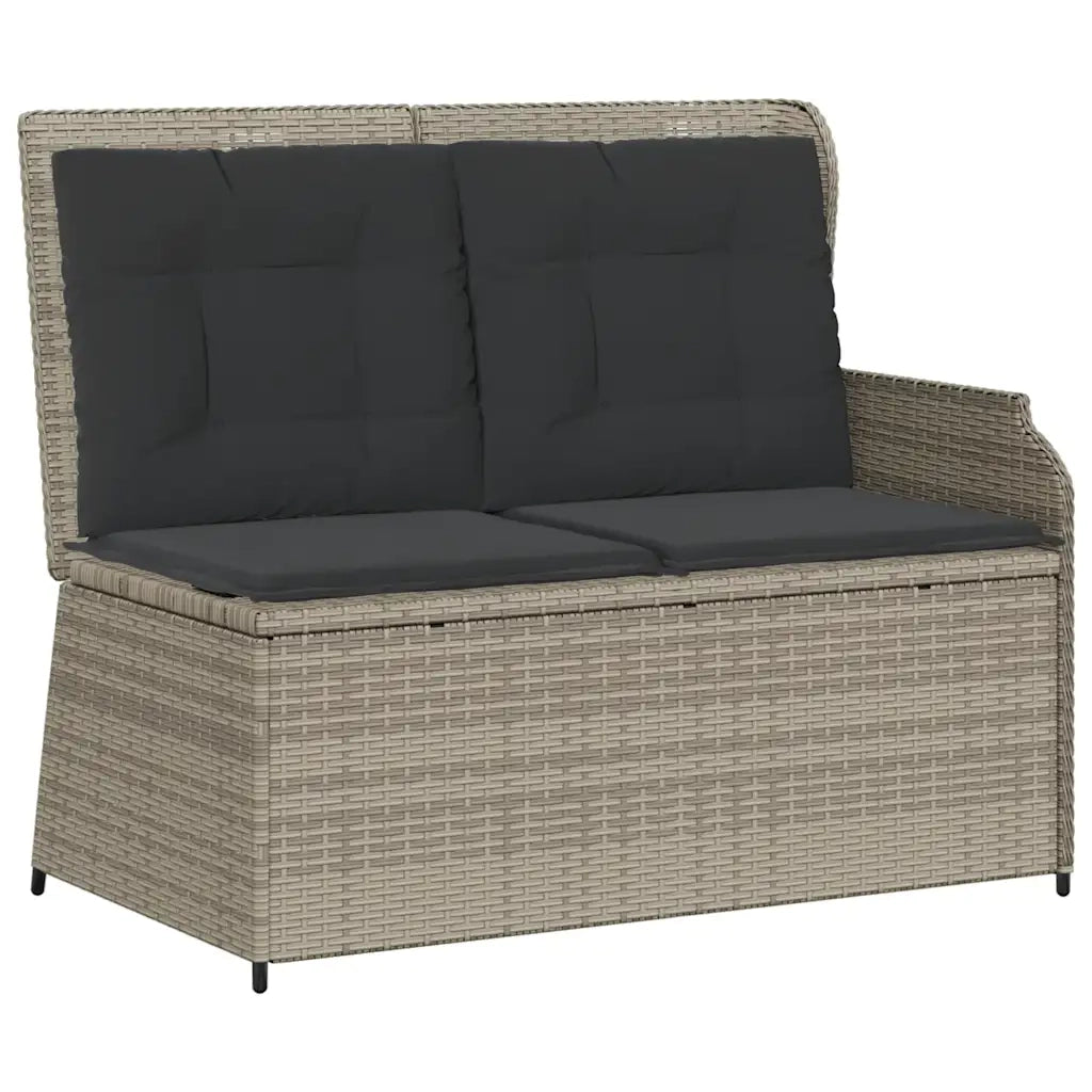 Panchina Reclinabile Giardino | Panca da Giardino con Cuscini Grigio Chiaro Polyrattan