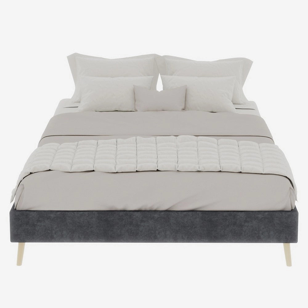 Letto Matrimoniale in Velluto ¨C Xylo ¨C Grigio, 140x200, Senza Testiera