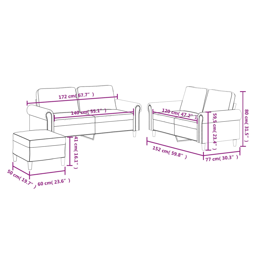 Set di Divani 3 pz con Cuscini cappuccino in Similpelle 3202159