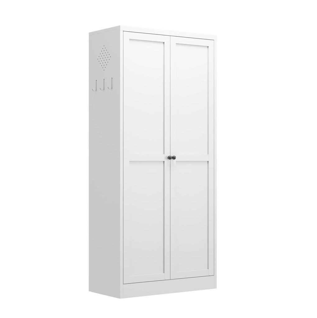 Armadio Dispensa in Metallo Bianco con 4 Ripiani Regolabili 155x70x35 cm per Cucina e Soggiorno