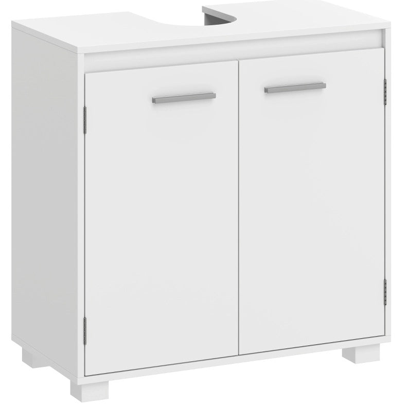 Mobile bagno moderno in MDF bianco con taglio a U e ripiano regolabile 60x30x60 cm